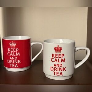 Keep Calm and Drink Tea Mug (Red /White, White/Red Set of 2